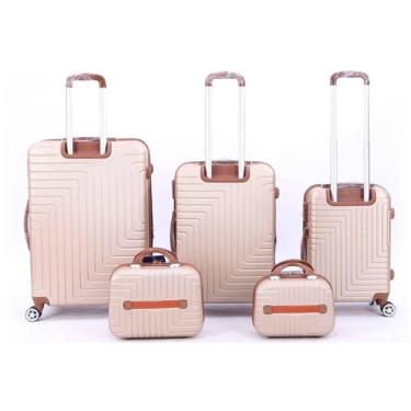 Imagem de Conjunto Mala Viagem Em Abs E Frasqueira 5 Peças Kit Malas Pequena Bordo Media E Grande Com 2 Cor:branco Navajo