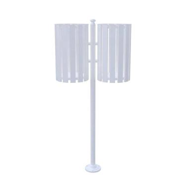 Imagem de Lixeira de Rua Pátios Parques Dupla Tubular Branca 151cm