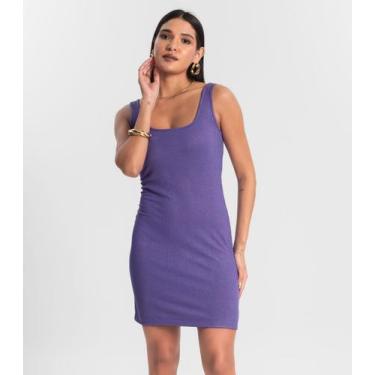 Imagem de Vestido Curto em Ribana Canelada Rovitex Roxo, M, Roxo