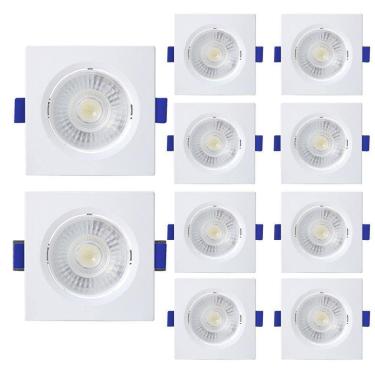 Imagem de Kit 10 Spot De Led Embutir Slim Mr16 Quadrado 6w Bivolt 3000k Quente