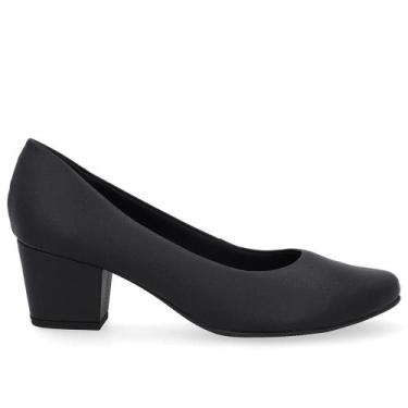 Imagem de Scarpin usaflex salto bloco couro ref ud05001 feminino, 36, Preto
