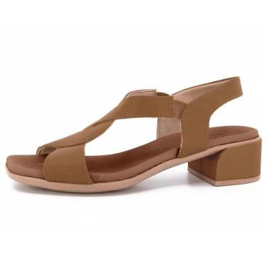 Imagem de Sandalia usaflex em couro ref an27003 feminino, Marrom, 35