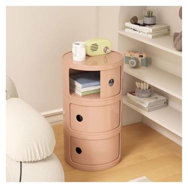 Imagem de Mesa de centro de design simples com 3 gavetas mesa de cabeceira moderna, mesa de cabeceira redonda armário de armazenamento para quarto, mesa de cabeceira com gavetas, mesa de canto com armazenamento