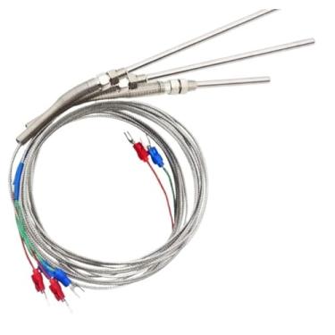 Imagem de 1 par termopar M8 0,5 m 1 m 2 m tipo K J PT100 50 mm 100 mm sensor de temperatura de mola de compressão 0-400 °C (2 m tipo PT100,50 mm)