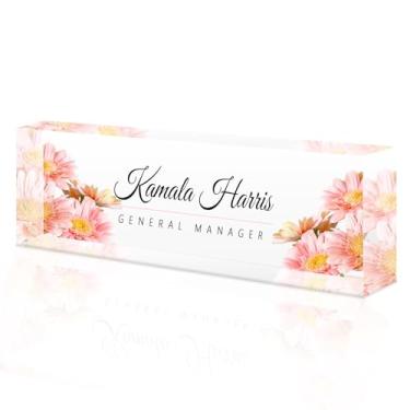 Imagem de placa de identificação acrílica personalizada, Placa de nome personalizada para mesa, Decoração de mesa, presente de escritório para colegas, chefes, professores