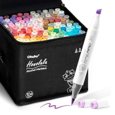 Imagem de Marcadores Honolulu 104+1 Cores Ponta Dupla (Brush & Fina) - Kit Profissional de Canetas À Álcool Para Desenho, Ilustração e Arte. Honolulu - Cores Vibrantes Para Suas Criações