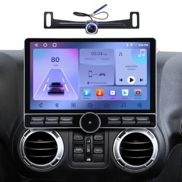 Imagem de Substituição de rádio estéreo automotivo para Jeep Wrangler JK 2007-2018 Dodge Ram 1500 2500 2009-2012 Compass Grand Cherokee Wireless CarPlay Android Auto GPS Navigation Touchscreen (4G + 64G)
