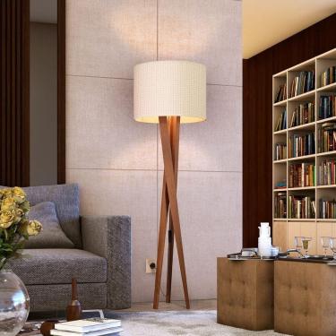 Imagem de Luminária Abajur Tripé De Chão Paris Retrô Moderna Bivolt - Bege