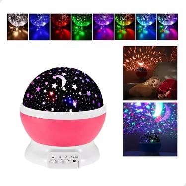 Imagem de 2X Luminária Projetor Led Infantil Ceu Lua E Estrelas Gira