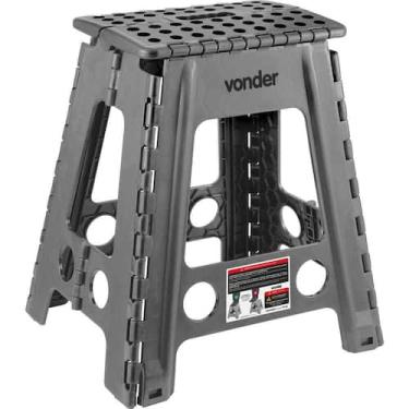 Imagem de Banqueta Plástica Dobrável Cinza Altura 450mm Vonder