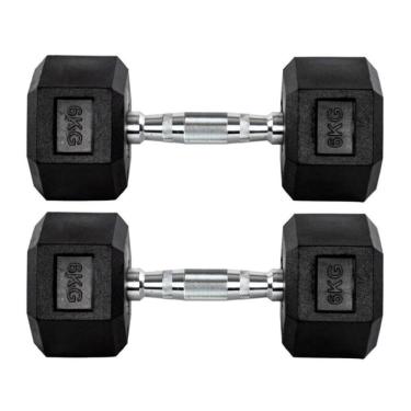 Imagem de Par Halter 6kg + 6kg Dumbbell Sextavado Emborrachado Pegada Cromada Gallant (GDB06F3B-PT)