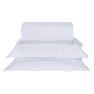 Imagem de Kit Cobre Leito Milão Queen 3 Peças 100% Poliéster - Branco/Branco