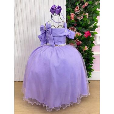 Imagem de Vestido Infantil Longo Lilás para Formatura com Tule e Glitter para Fe