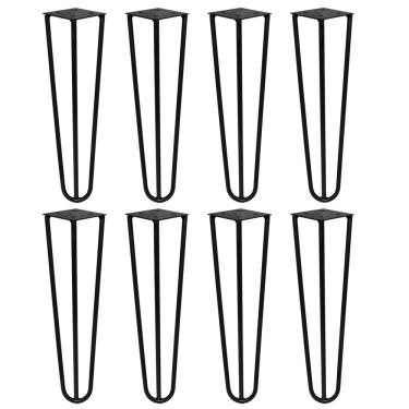 Imagem de Kit 8 Pés de Metal 30 CM Hairpin Legs Mesa de Canto Rack e Puffs Preto G41