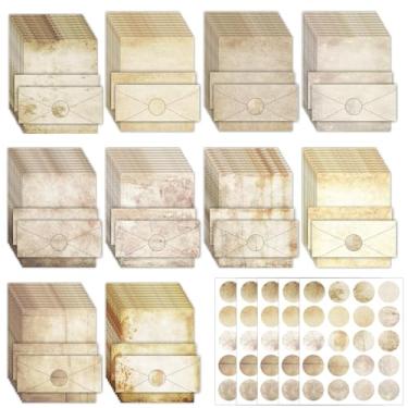 Imagem de Conjunto de papel de papelaria e envelopes de 250 peças (100 papéis de escrita para computador, 50 envelopes), 100 adesivos redondos, 10 designs para cartas, convites, presentes, feriados, notas de
