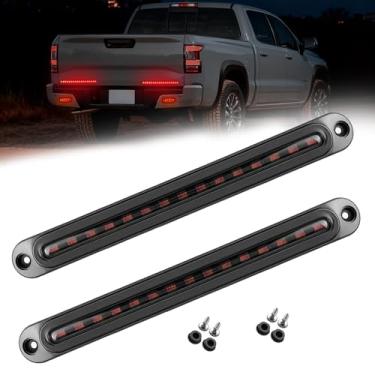 Imagem de Kingshowstar 2 peças de barra de luz traseira de LED âmbar vermelho de 25,4 cm, 30 LEDs, fita de identificação de parada de freio, luzes de sinalização traseira de liberação para caminhonete