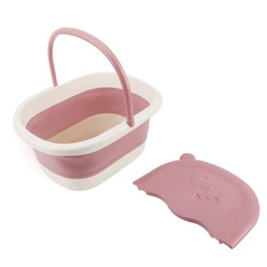 Imagem de Bacia dobrável para pés Banheira de imersão dobrável com pontos de massagem multifuncional portátil infantil spa para pés para viagens, acampamento, material PP 39 x 30 x 17 cm (rosa)