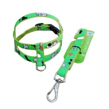 Imagem de Conjunto Peitoral Estampado Ajustável com Guia para Cachorro - Nylon L
