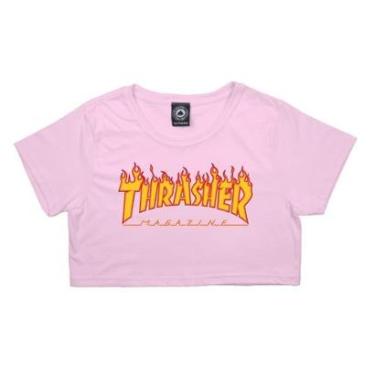 Imagem de Camiseta Thrasher Flame Logo Crop Girl-Unissex