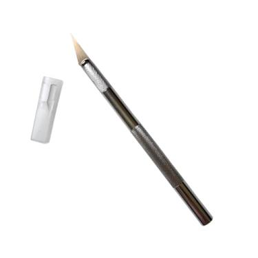 Imagem de Estilete Bisturi de Precisão com 6 Lâminas Substituíveis Cabo Antiderrapante em Metal Estilete Profissional para Artesanato Envelopamento Modelismo Aeromodelismo Hobby Linha Premium