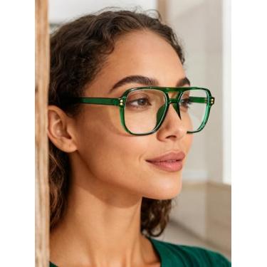 Imagem de Armação de óculos clara quadrada grande e leve para mulheres e homens, Moldura verde