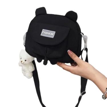 Imagem de Bolsa de ombro feminina de lona (preta)