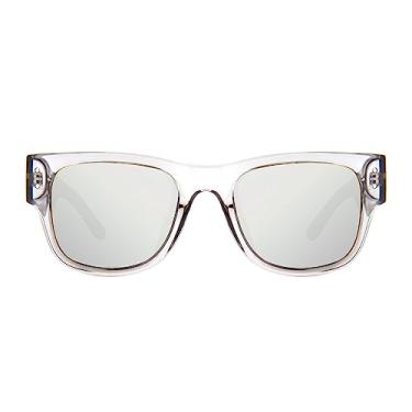 Imagem de Óculos de sol vintage grandes quadrados polarizados para mulheres e homens, Armação cinza clara/lente polarizada prata, 56-15-140