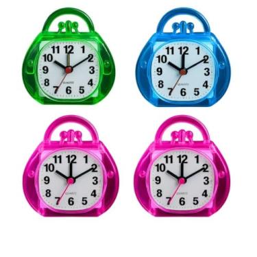 Imagem de Relógio de Mesa Despertador Analógico Quartz Alarme de Cabeceira Despertador de Mesa para Quarto e Escritório | Relógio com Alarme Ajustável e Design Moderno (Kit 4 relógios A)