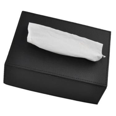 Imagem de Caixa de Lenços de Papel com Revestimento de Tecido Oval – Organizador para Mesa e Sala de Estar, 50/100 Unidades (Preta)