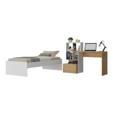 Imagem de Conjunto Quarto Multimóveis Mp4124 Branco/rustic - MULTIMOVEIS