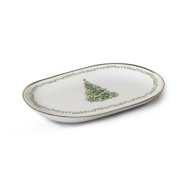Imagem de Travessa Classic Christmas Filete Ouro 34Cm Em Cerâmica