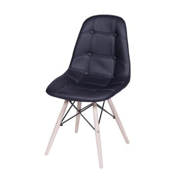 Imagem de Cadeira Eames Dsw Botonê Assento Pu Preta Base Madeira