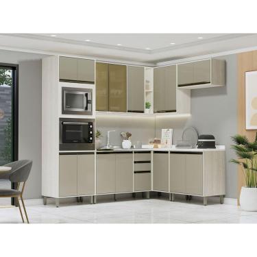 Imagem de Cozinha Modulada De Canto Completa 7 Peças Sem Tampo Linea L Pátina Ff-mocca Laca