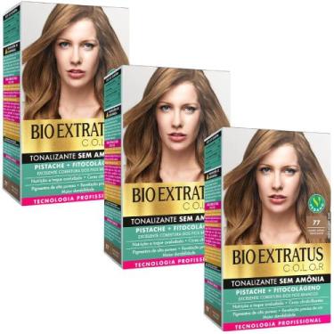 Imagem de Kit 3 Tonalizante Bio Extratus 77 Louro Médio Chocolate Tecnologia Pro