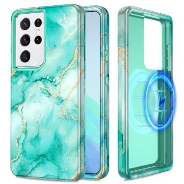 Imagem de Casetego Capa para Galaxy S21 Ultra, compatível com MagSafe,[Teste de queda de grau militar] Capa feminina fina à prova de choque robusta mármore para Samsung Galaxy S21 Ultra de 6,8 polegadas