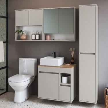 Imagem de Conjunto para Banheiro 148cm com 4 Peças Gabinete Suspenso com Cuba Bangladesh Arenas