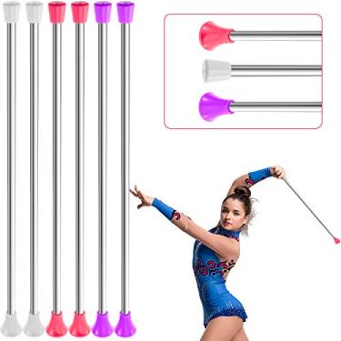 Imagem de 6 Batons Giratórios Unissex para Ginástica Infantil Bateria de Dança de Baton Giratório para Crianças Garotas Talentos Shows, Dança Artística, Bateria Giratória, Rosa, Branco, Roxo
