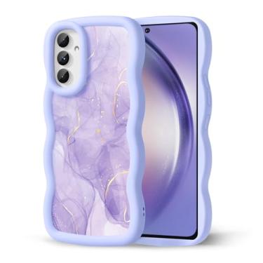 Imagem de CASBST Capa de telefone compatível com Galaxy A54 5G para mulheres e meninas, moldura ondulada encaracolada com estampa fofa, capa de telefone à prova de choque de silicone macio e estética para