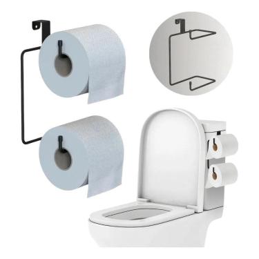 Imagem de 2X Porta Papel Higiênico Suporte Preto Banheiro Papeleira Pa