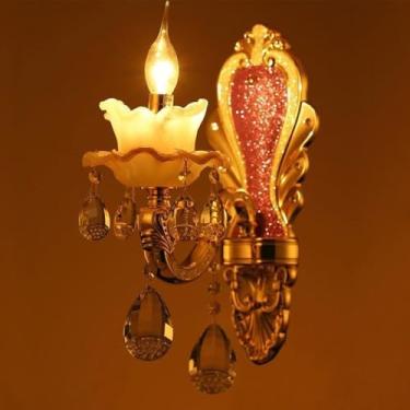 Imagem de Luminária de parede de cristal de luxo europeia, moderna, com LED, para decoração de sala de estar, quarto, escritório, quarto modelo, hotel, casa de campo, corredor (Q 1 Luminária 1PCS)