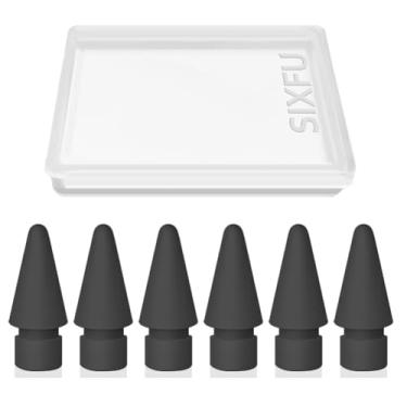 Imagem de Pacote com 6 pontas para Apple Pencil, ponta de caneta Apple compatível com iPad Pencil com capa para Apple Pencil Pro/USB-C/ iPencil/1ª geração/2ª geração (preto)