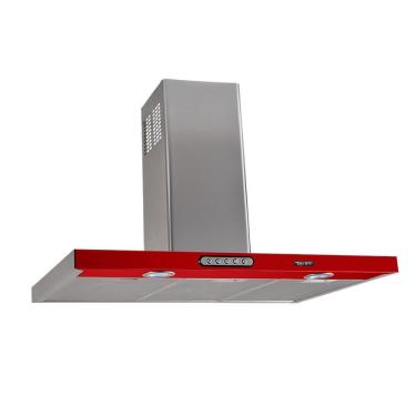 Imagem de Coifa De Parede Retangular 75cm Slim Terim Inox Com Vermelho