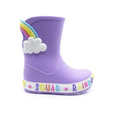 Imagem de Galocha Infantil Plugt Menina Nuvem e ArcoÍris Glitter Lilás Impermeáv