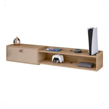 Imagem de Aparador Suspenso Organizador Com Porta Rack Penteadeira Multiuso Para Parede Sala Quarto Cozinha Salão (Hanover/Fendi 180 cm)