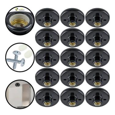 Imagem de 15 Plafonier Plafon Branco 100W Bocal Porcela Preto 127/220V