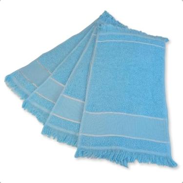 Imagem de 10 Toalha Social De Mão Visita Toalhinha do Boca com Barra em Etamine (Azul Bebê)