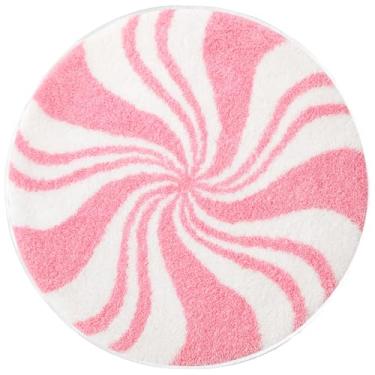 Imagem de Breling 1 tapete de banheiro de Natal pequeno decoração de Natal cozinha tapete de banheiro tapetes de banho de inverno tapete antiderrapante para banheira, sala de jantar, férias (Candy, rosa, 23,62