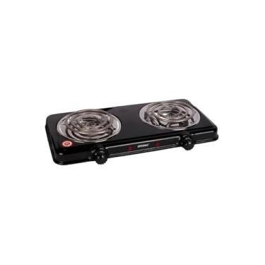 Imagem de Fogão Elétrico de Indução, 2 Bocas, Preto, 2000W, 220V, Portátil, Base em Metal, 43x21x6cm, Controle de Temperatura 80-500°C, para Cozinha e Camping