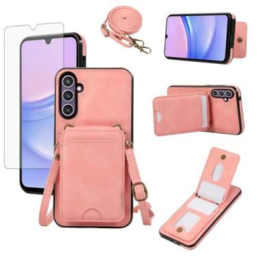 Imagem de Asuwish Capa de telefone para Samsung Galaxy A16 5G/4G Capa carteira com protetor de tela de vidro e alça de pulso transversal de couro flip porta-cartão de crédito acessórios celulares A 16 16A