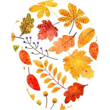 Imagem de Mouse Pad Ergonômico Gota Arte Estampa Folhas de Outono Laranjas